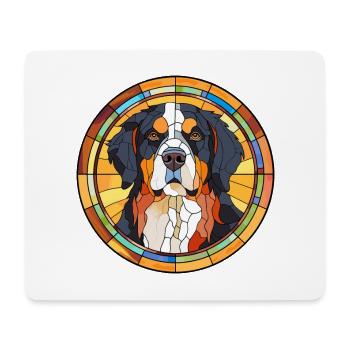 Bouvier bernois race vitrail coloré - Tapis de souris (format paysage) - blanc - Devant