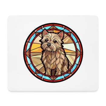 Cairn Terrier chien race vitrail coloré Wat - Tapis de souris (format paysage) - blanc - Devant