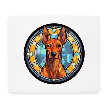 Doberman Pinscher chien race vitrail coloré - Tapis de souris (format paysage) - blanc - Devant