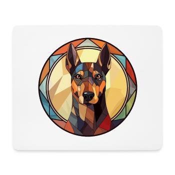 Doberman chien race vitrail coloré Watercol - Tapis de souris (format paysage) - blanc - Devant