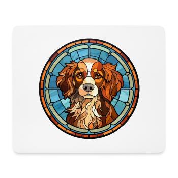 Chien race vitrail aquarelle colorée - Tapis de souris (format paysage) - blanc - Devant