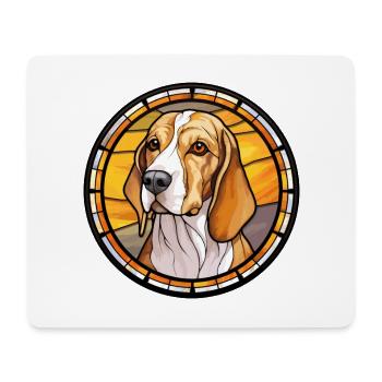 Foxhound anglais chien race vitrail coloré - Tapis de souris (format paysage) - blanc - Devant