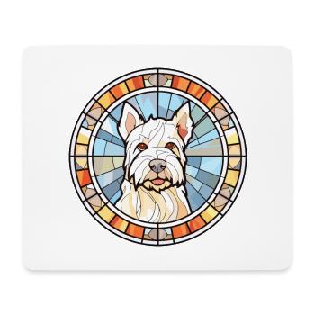 Anglais White Terrier chien race vitrail Colo - Tapis de souris (format paysage) - blanc - Devant