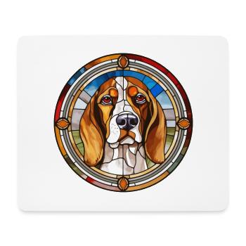 Français Tricolore chien chien race vitrail Colo - Tapis de souris (format paysage) - blanc - Devant