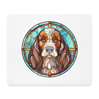 Épagneul allemand chien race vitrail coloré Wa - Tapis de souris (format paysage) - blanc - Devant