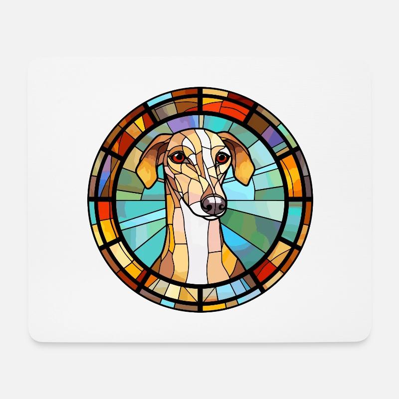 Galgo Español Hunderasse Buntes Glas Bunt Wat - Mousepad (Querformat) - Weiß