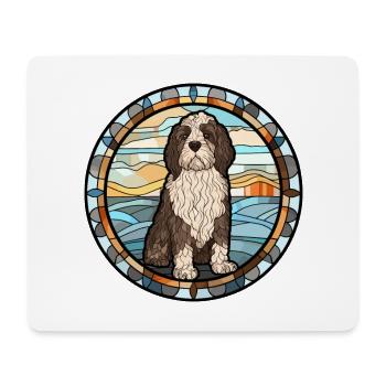 Friesische Wasserhundrasse Buntes Glas - Mousepad (Querformat) - Weiß - Vorne