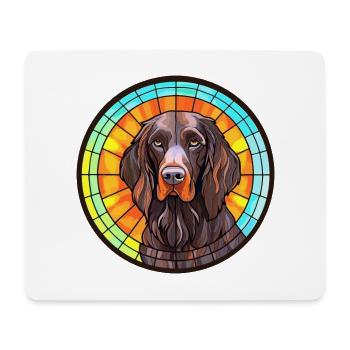 German Longhaired Pointer Dog Breed Stained Glass - Mouse Pad (horizontal) - white - Front
