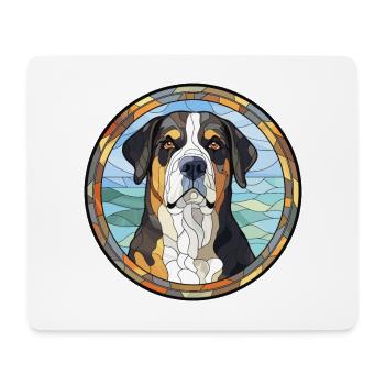 Grand Bouvier suisse race vitrail Col - Tapis de souris (format paysage) - blanc - Devant