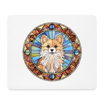 Spitz indien chien race vitrail coloré Wate - Tapis de souris (format paysage) - blanc - Devant