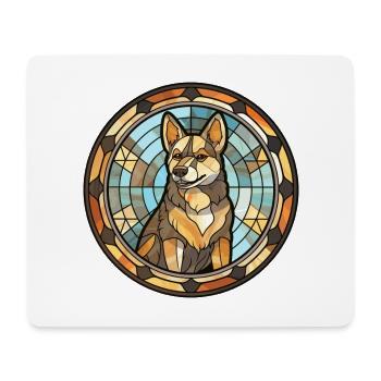 Kishu Ken chien race vitrail coloré Waterco - Tapis de souris (format paysage) - blanc - Devant
