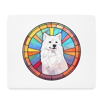 Spitz japonais chien race vitrail coloré Wa - Tapis de souris (format paysage) - blanc - Devant