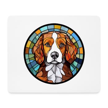 Kooikerhondje chien race vitrail coloré Wat - Tapis de souris (format paysage) - blanc - Devant