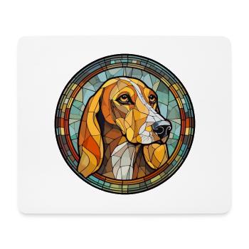 Latvian Hound Dog Breed Stained Glass Colorful Wat - Mouse Pad (horizontal) - white - Front
