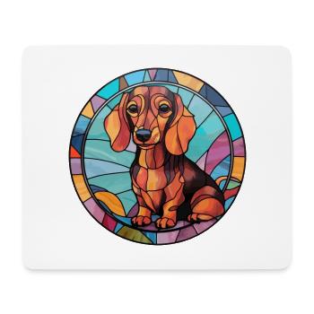 Miniatur Dackel Hunderasse Buntglas Colorf - Mousepad (Querformat) - Weiß - Vorne