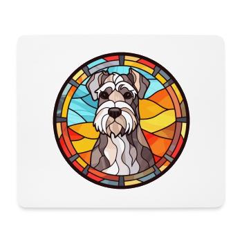 Miniaturschnauzer Hunderasse Buntglas Colorf - Mousepad (Querformat) - Weiß - Vorne