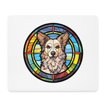 Mudi chien race vitrail aquarelle colorée - Tapis de souris (format paysage) - blanc - Devant