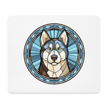 Labrador Husky chien race vitrail coloré Wa - Tapis de souris (format paysage) - blanc - Devant