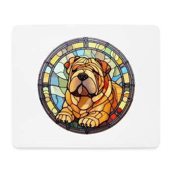 Miniatur Shar Pei Hunderasse Buntglas Colorfu - Mousepad (Querformat) - Weiß - Vorne