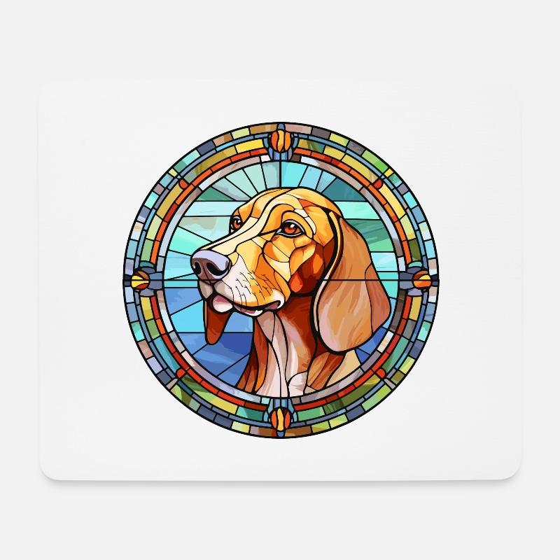 Polnischer Jagdhund Hunderasse Buntglasfarbe - Mousepad (Querformat) - Weiß