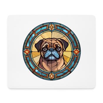 Mops Hund Rasse Buntes Glas Buntes Aquarell - Mousepad (Querformat) - Weiß - Vorne