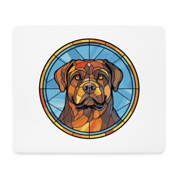 Rottweiler chien race vitrail coloré waterc - Tapis de souris (format paysage) - blanc - Devant