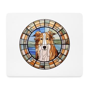 Rough Collie Dog Breed Stained Glass Colorful Wate - Mouse Pad (horizontal) - white - Front