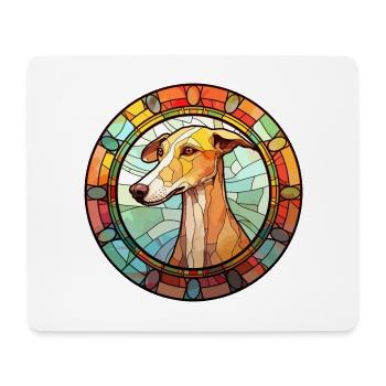 Vieux lévrier croate race chien vitrail Co - Tapis de souris (format paysage) - blanc - Devant