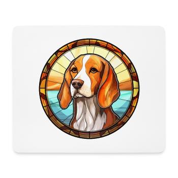 Poitevin Hound Dog Breed Stained Glass Colorful Wa - Mouse Pad (horizontal) - white - Front
