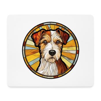 Parson Russell Terrier chien race vitrail Col - Tapis de souris (format paysage) - blanc - Devant