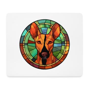 Podenco Ibicenco chien race vitrail coloré - Tapis de souris (format paysage) - blanc - Devant