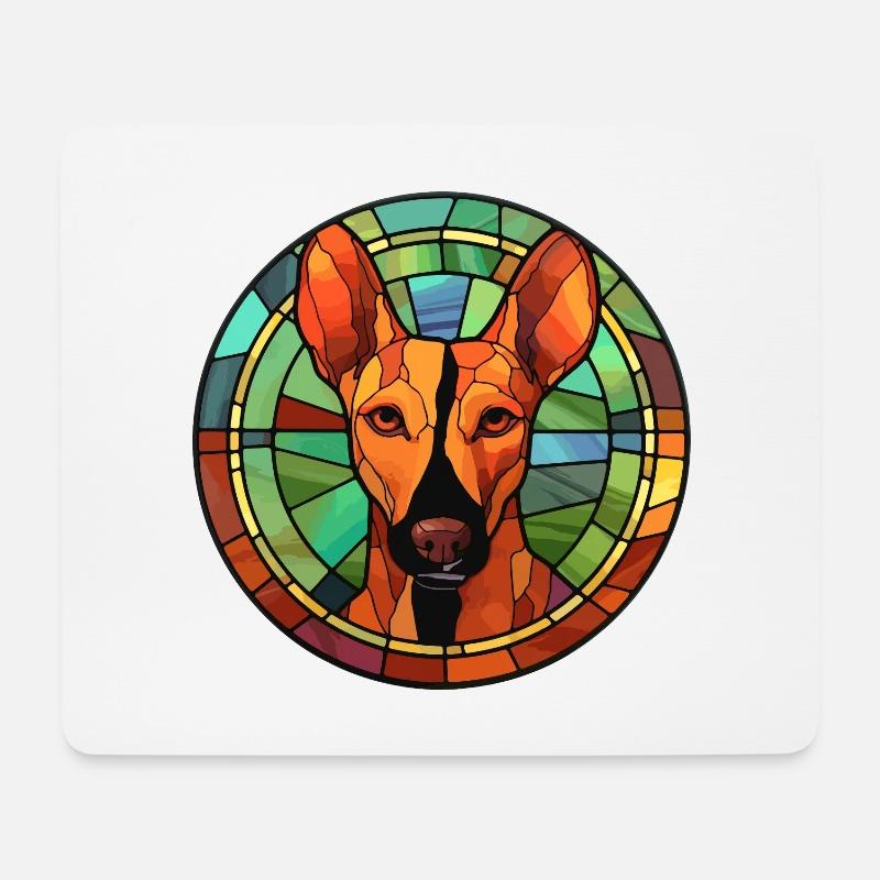 Podenco Ibicenco Hunderasse Buntes Glas Bunt - Mousepad (Querformat) - Weiß