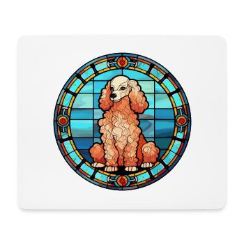Poodle Dog Breed Stained Glass Colorful Watercolor - Mouse Pad (horizontal) - white - Front
