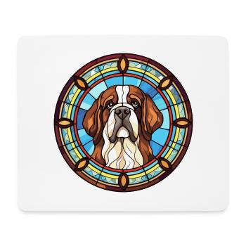 Saint Bernard chien race vitrail coloré Wat - Tapis de souris (format paysage) - blanc - Devant