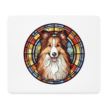 Sheltie chien race vitrail coloré Watercolo - Tapis de souris (format paysage) - blanc - Devant