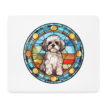 Shih Poo Hunderasse Buntes Glas Buntes Wassercol - Mousepad (Querformat) - Weiß - Vorne