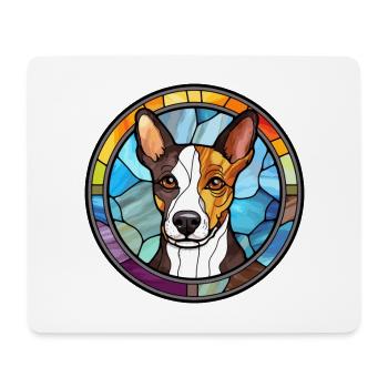 Tenterfield Terrier chien race vitrail Colorf - Tapis de souris (format paysage) - blanc - Devant