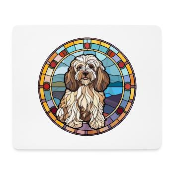 Tibet Terrier Hunderasse Buntes Glas Buntes W - Mousepad (Querformat) - Weiß - Vorne