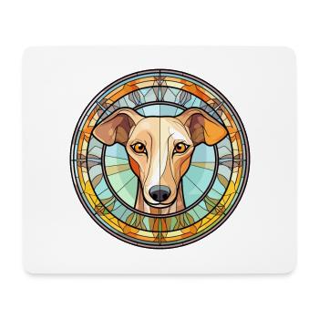 Whippet chien race vitrail coloré Watercolo - Tapis de souris (format paysage) - blanc - Devant