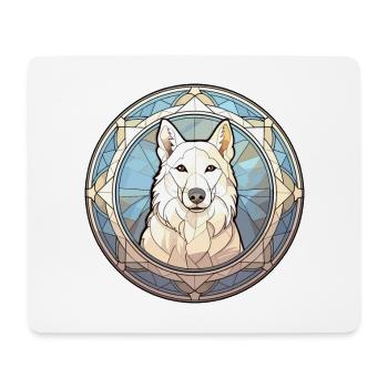 White Shepherd Dog Breed Stained Glass Colorful Wa - Mouse Pad (horizontal) - white - Front