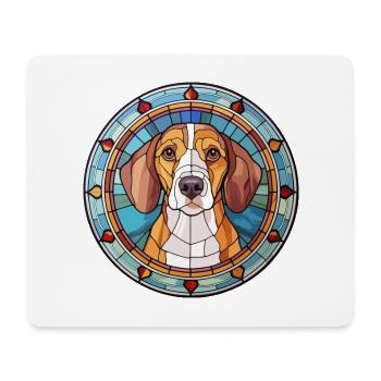 Serbischer dreifarbiger Jagdhund Rasse Buntglas C - Mousepad (Querformat) - Weiß - Vorne