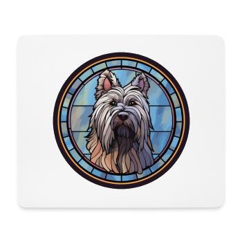 Skye Terrier chien race vitrail coloré Wate - Tapis de souris (format paysage) - blanc - Devant