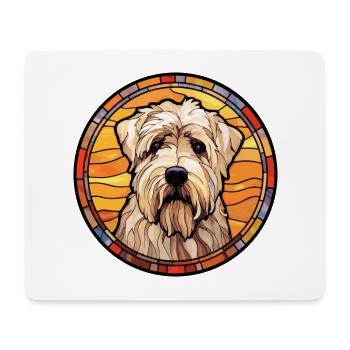 Soft Coated Wheaten Terrier Dog Breed Stained Glas - Mouse Pad (horizontal) - white - Front