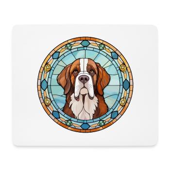 St Bernard chien race vitrail coloré waterc - Tapis de souris (format paysage) - blanc - Devant