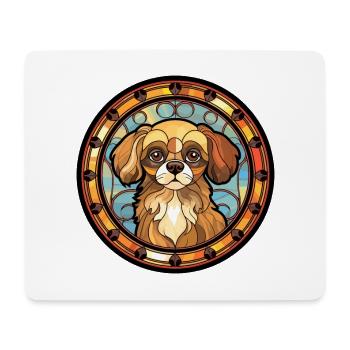 Tibetischer Spaniel Hunderasse Buntes Glas Buntes W - Mousepad (Querformat) - Weiß - Vorne