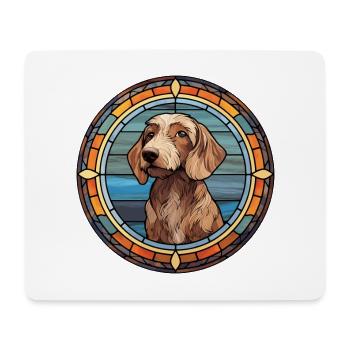 Wirehaired Dachshund Dog Breed Stained Glass Color - Mouse Pad (horizontal) - white - Front