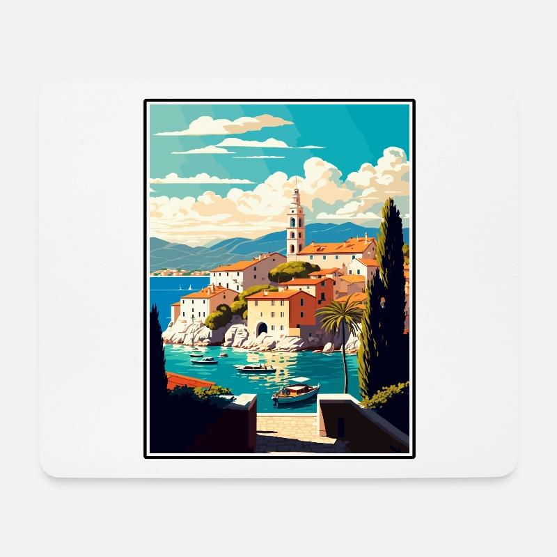 Brac Kroatien Vintage Reiseposter WPA Souvenir - Mousepad (Querformat) - Weiß