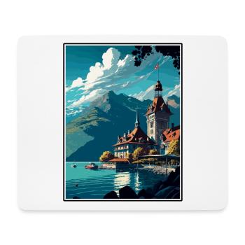 Montreux Schweiz Vintage Reiseposter WPA Kunst - Mousepad (Querformat) - Weiß - Vorne