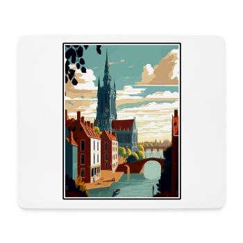 Deventer Pays-Bas Vintage voyage affiche WPA Art - Tapis de souris (format paysage) - blanc - Devant