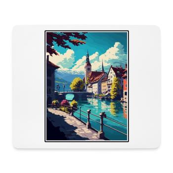 Thun Schweiz Vintage Reiseposter Souvenir - Mousepad (Querformat) - Weiß - Vorne